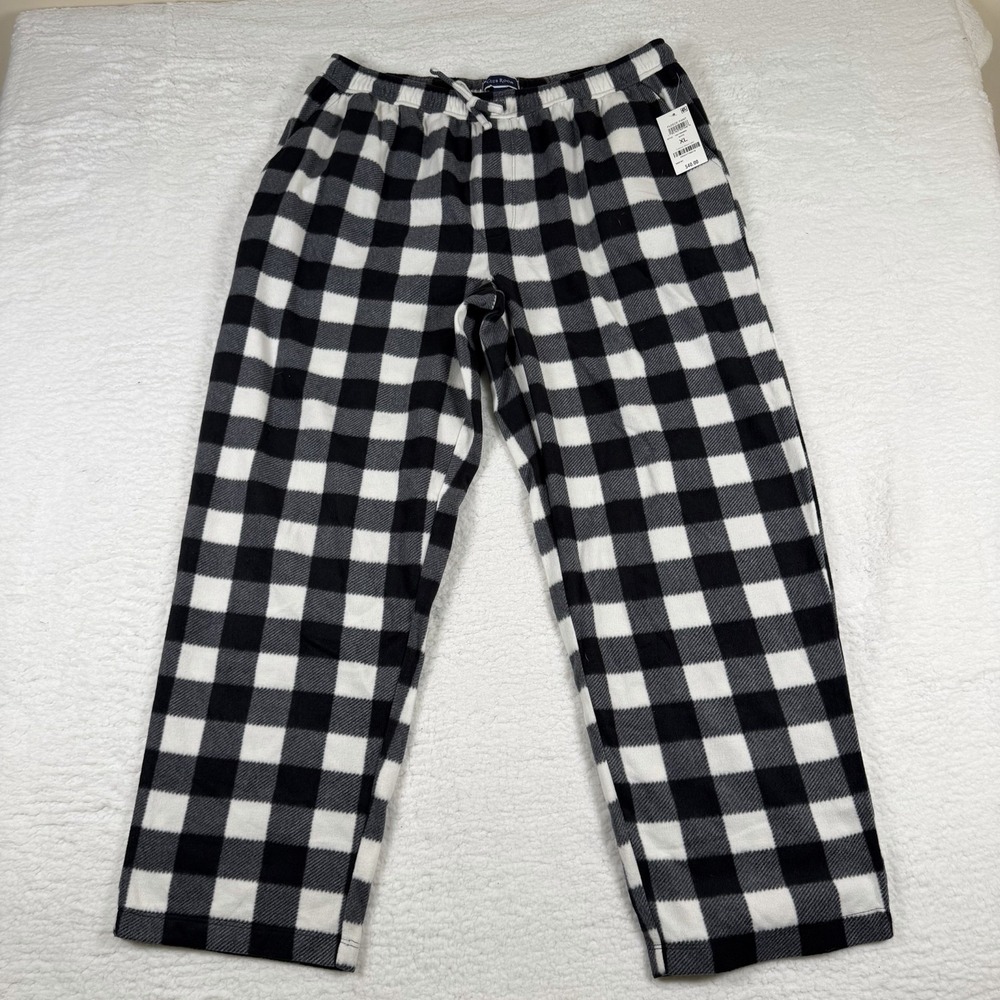 Club Room Men's Fleece Pajama Pant Black White Multi XL